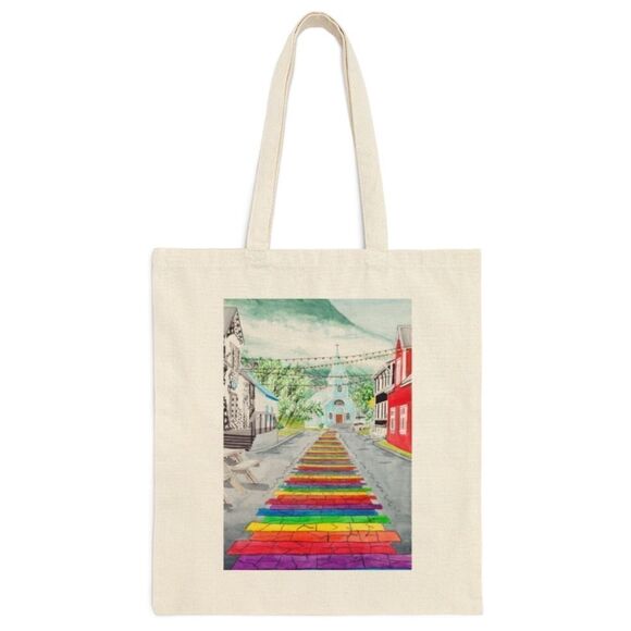Iceland Reykjavik Rainbow Street Canvas Tote - Picture 1 of 7